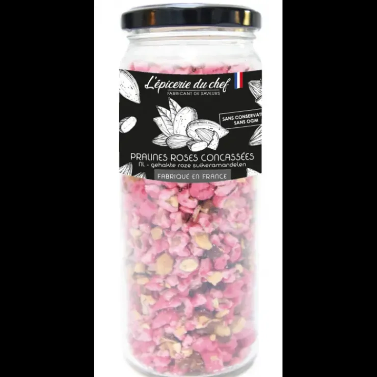 New EPICERIE DU CHEF Grand pot pralines roses concassées 220 g L'