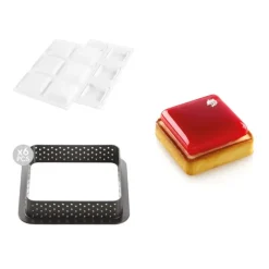 Online SILIKOMART Kit Moule Silicone 6 Tartelettes Carrées 80mm Professional