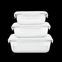 Clearance PEBBLY Lot 3 Boîtes de Conservation en Verre Rectangle