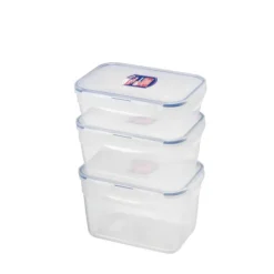 New LOCK AND LOCK Lot 3 Boîtes de Conservation Rectangulaires