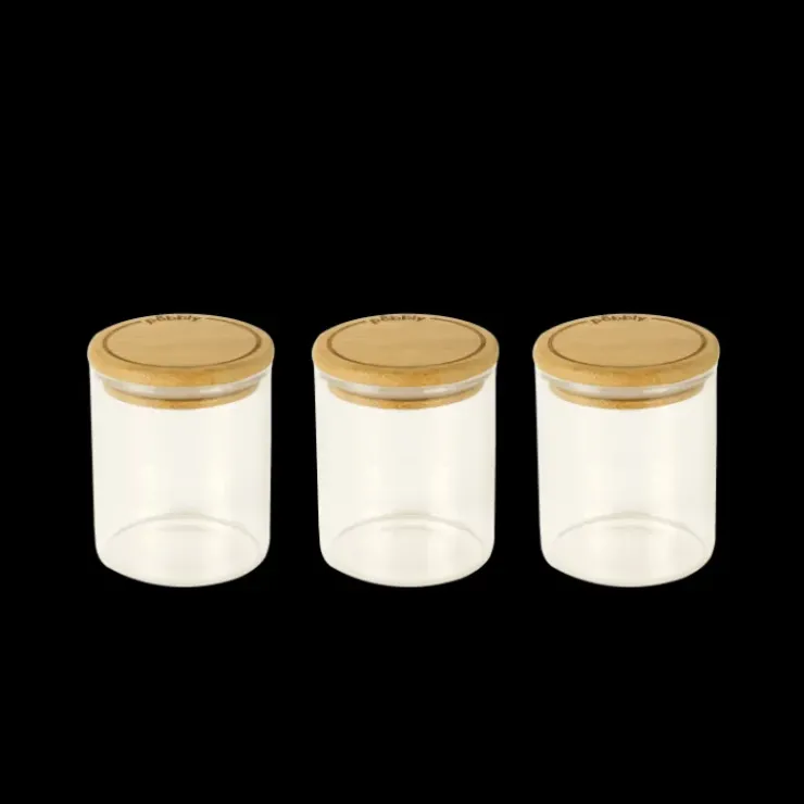 Discount PEBBLY Lot 3 Pots à Épices en Verre et Bambou 190 ml
