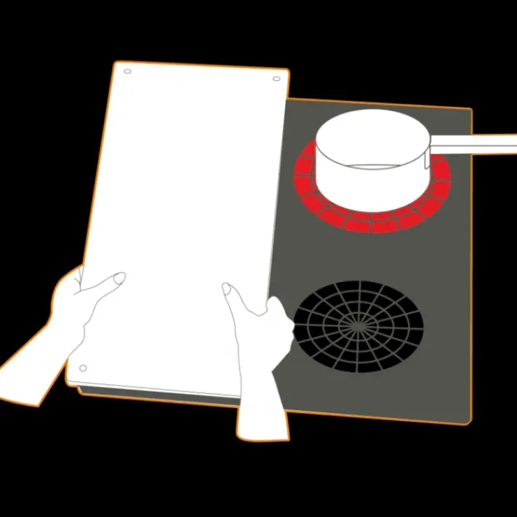 New PEBBLY Lot 2 Protections Plaque de Cuisson en Verre Noir