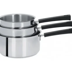 Discount CRISTEL Lot de 3 Casseroles inox à Poignée Noire Mutine Fixe