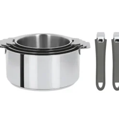 Sale CRISTEL Lot de 4 Casseroles inox avec 2 Poignées Grises Mutine Amovibles