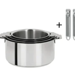 Online CRISTEL Lot de 4 Casseroles inox Mutine avec 2 Poignées Zénith Amovibles
