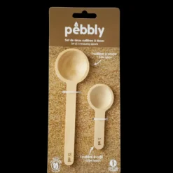 Clearance PEBBLY Lot de 2 Cuillères Doseuses en Bambou 5 et 15 ml
