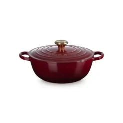 Best LE CREUSET Marmite en Fonte 26 cm Garnet Bouton Doré Signature