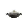 Hot CHASSEUR Mini Wok en Fonte 18 cm Noir Mat