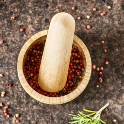 Hot PEBBLY Mortier Pilon Bambou Ø 11,5 cm x H 7 cm