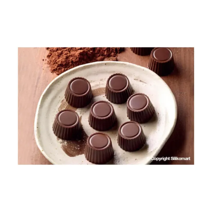 Clearance EASY CHOC Moule à Chocolat 15 Ronds Nervurés - Silicone Spécial Chocolat