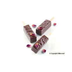 Hot SILIKOMART Moule à glace silicone 10 barres rectangles avec bâtonnets