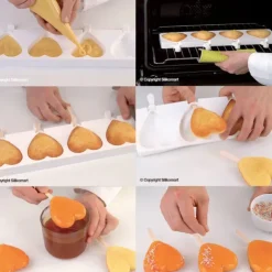New SILIKOMART Moule à glace silicone Coeur 8 empreintes avec bâtonnets