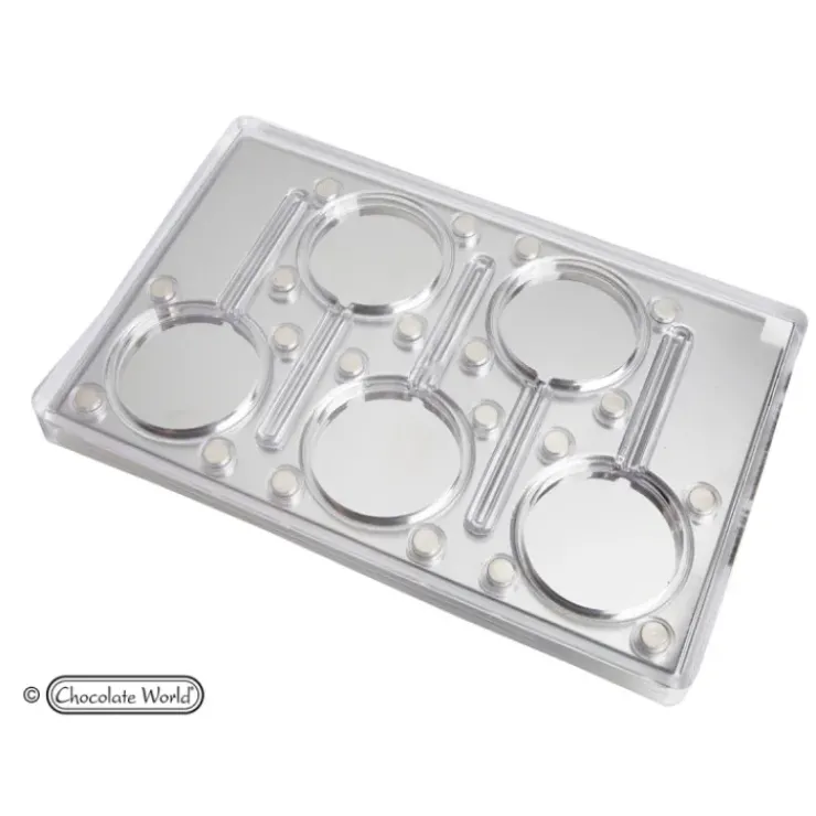 New CHOCOLATE WORLD Moule Chocolat Aimanté Sucette Rond (x5)