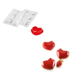 Online SILIKOMART Moule Silicone 6 Coeurs Origami 82,6 x 74 x h35 mm 110ml Professional
