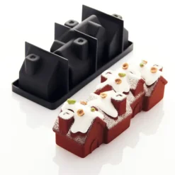 PAVONI Moule Silicone Bûche Chalet 25 x 8,3 cm x H 9 cm
