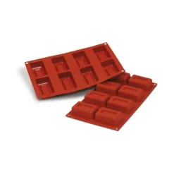 SILIKOMART Moule Silicone Savarin Rectangle 7,5 x 4,8 cm x H 2,8 cm (x8)