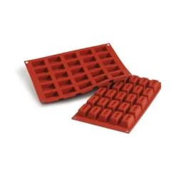 SILIKOMART Moule Silicone Savarin Rectangle 4,4 x 2,6 cm x H 2,2 cm (x25)