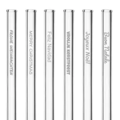 CUISINEADDICT Paille Réutilisable en Verre Joyeux Noël 20cm droite x6 HALM