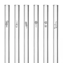 New CUISINEADDICT Paille Réutilisable en Verre Fêtes 20cm droite x6 HALM