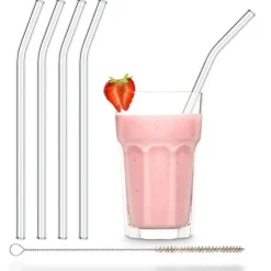 Hot CUISINEADDICT Paille Réutilisable en Verre 23cm courbée x4 HALM
