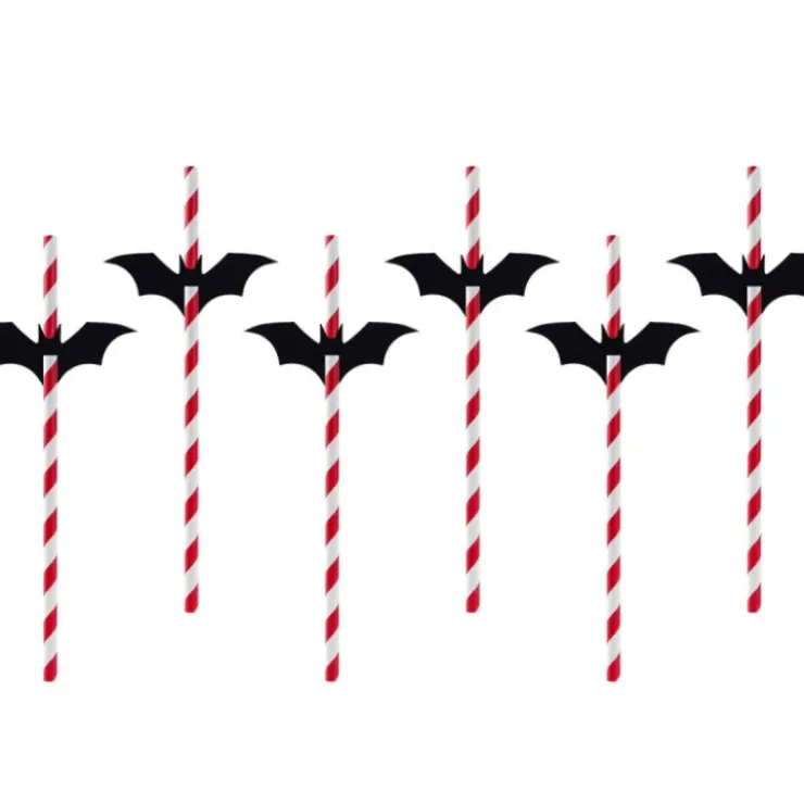 Discount PARTYDECO Pailles en Papier Halloween Chauve-Souris PartyDéco (x6)