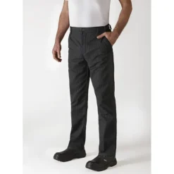 Discount ROBUR Pantalon de Cuisine Mixte Rayé Noir/Blanc TIMEO T.40