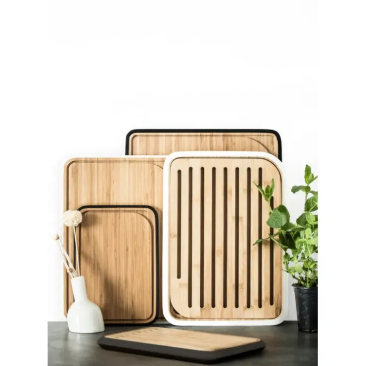 Online PEBBLY Planche à Découper Bambou avec Rigole 35 x 25 cm Blanc