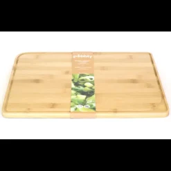 New PEBBLY Planche à Découper Bambou avec Rigole 37 x 29 cm