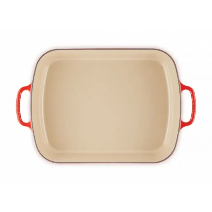 Best LE CREUSET Plat Rectangulaire en Fonte 37 cm Cerise