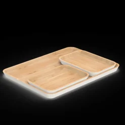 Best PEBBLY Plateau de Service en Bambou Crème 22 x 15 cm