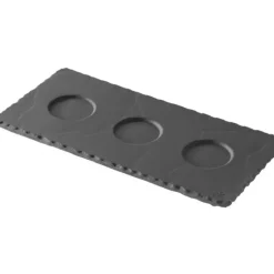 Discount REVOL Plateau Rectangulaire 3 encoches Ardoise 25 x 12 cm Basalt