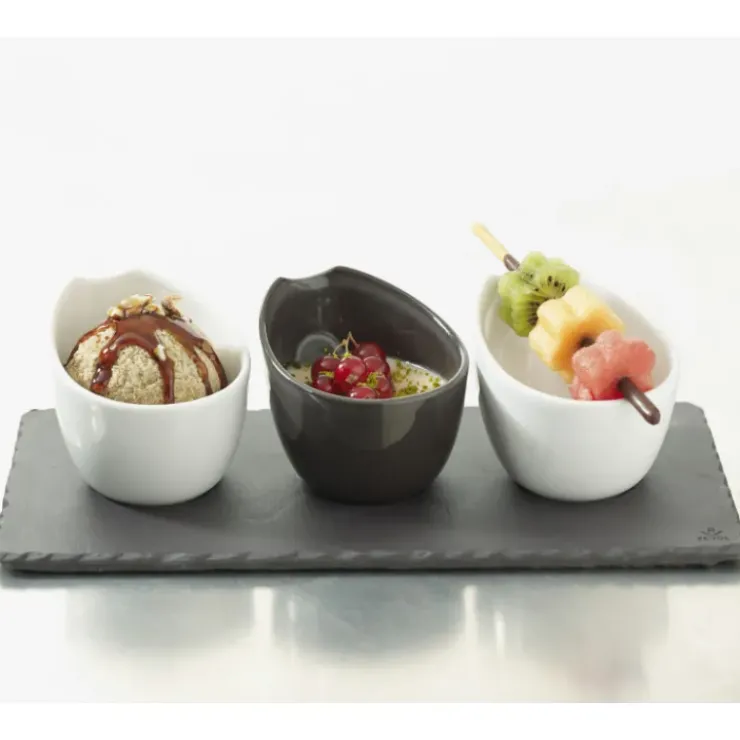 Discount REVOL Plateau Rectangulaire 3 encoches Ardoise 25 x 12 cm Basalt