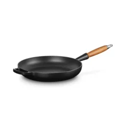 Outlet LE CREUSET Poêle en Fonte 28 cm Noir Mat avec Manche en Bois Signature