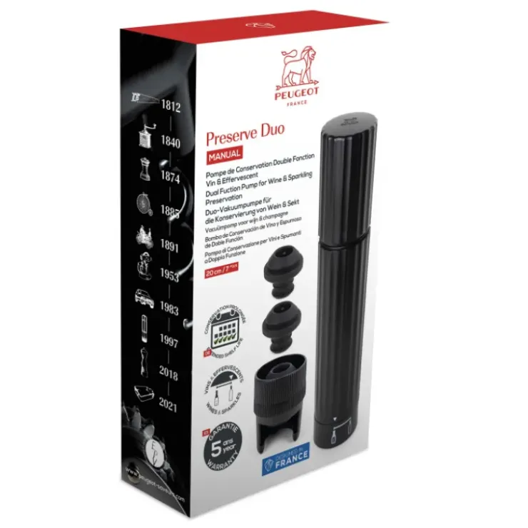 PEUGEOT Pompe Preserve Duo pour Vin Tranquille et Effervescent