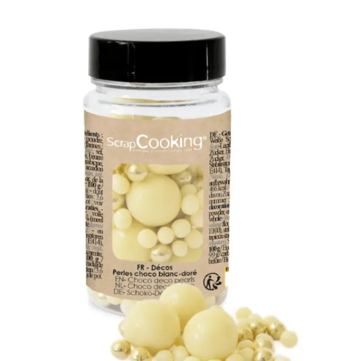 Online SCRAPCOOKING Pot de Décors en Perles Or et Chocolat Blanc 50 g
