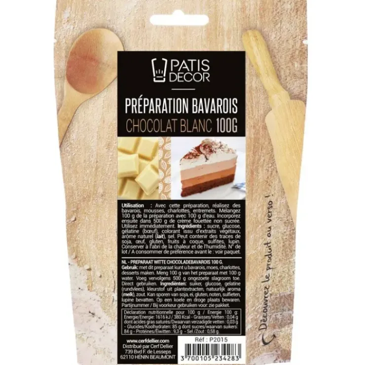 Best PATISDECOR Préparation Bavarois Gel Chocolat Blanc 100 g Patisdécor