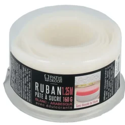New PATISDECOR Ruban Pate à Sucre Blanc Arabesque 1,25 m x H 5 cm Patisdécor