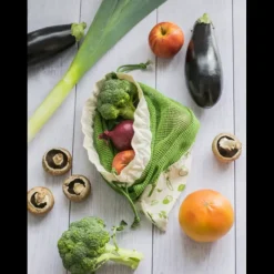 Online PEBBLY Sac à Légumes Coton Bio Vert 30 x 40 cm