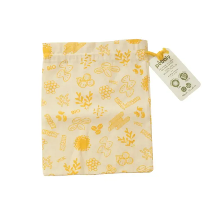 Online PEBBLY Sac à Vrac Coton Bio Jaune 20 x 25 cm