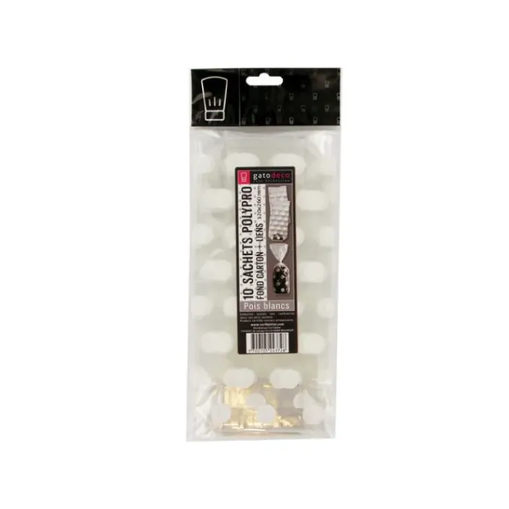 Discount PATISDECOR Sachet Bonbon 10 x 22 cm à Pois Blancs Patisdécor (x10)