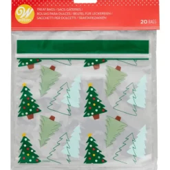 New WILTON Sachet Bonbon Refermable Sapin de Noël 18,5 x 18,5 cm (x20)