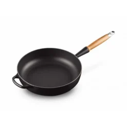 Best LE CREUSET Sauteuse en Fonte 28 cm Noir Mat avec Manche en Bois Signature