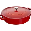 New STAUB Sauteuse en Fonte Chistera 24 cm Rouge Cerise