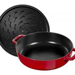 New STAUB Sauteuse en Fonte Chistera 24 cm Rouge Cerise