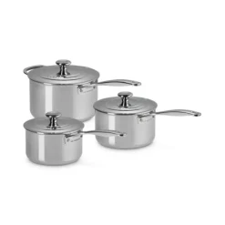 Discount LE CREUSET Set 3 Casseroles Inox Signature avec Couvercle