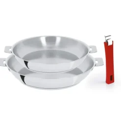 Clearance CRISTEL Set de 2 Poêles Inox avec Poignée Framboise Mutine Amovible