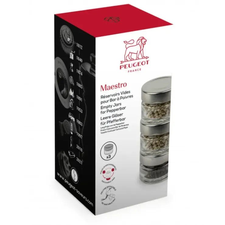 Hot PEUGEOT Set de 3 Pots Vides pour Moulin à Poivre Maestro