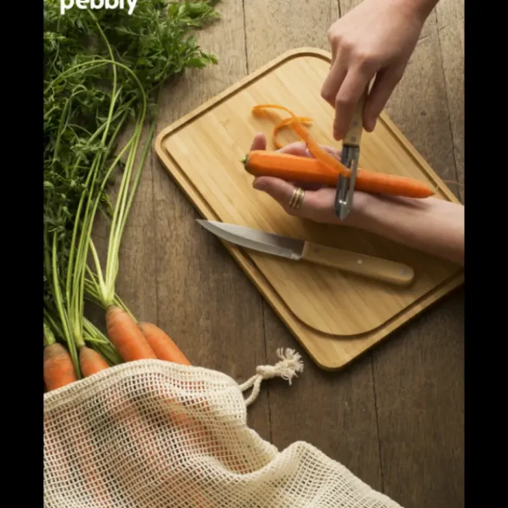 Clearance PEBBLY Set Planche à Découper Bambou 4 Pièces
