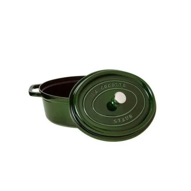 Clearance STAUB Cocotte Fonte Ovale 33 cm Vert Basilic Majolique 6,7 L