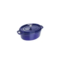 New STAUB Cocotte Fonte Ovale 33 cm Bleu Intense Majolique 6,7 L